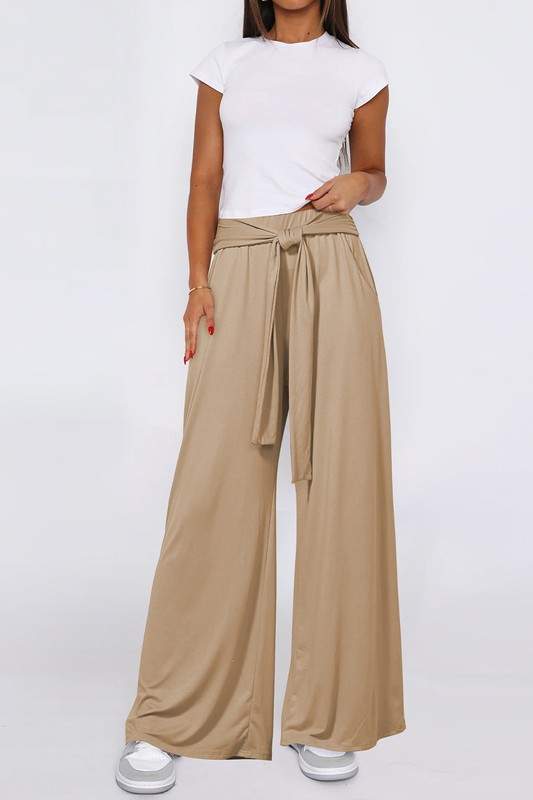 TIE WAIST WIDE LEG PANTS