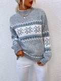  CHRISTMAS TURTLENECK HALF HIGH COLLAR SNOWFLAKE SWEATER WOMEN