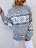  CHRISTMAS TURTLENECK HALF HIGH COLLAR SNOWFLAKE SWEATER WOMEN