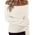 OFF NECK SLIM FIT KNITTED LONG SLEEVED SWEATER