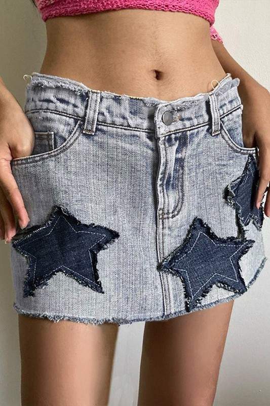 STARS DENIM MINI SKIRT