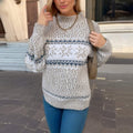 CHRISTMAS KNITWEAR  HALF TURTLENECK CHENILLE SNOWFLAKE SWEATER