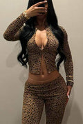 LEOPARD CROP SHIRT AND TIGHTS SET