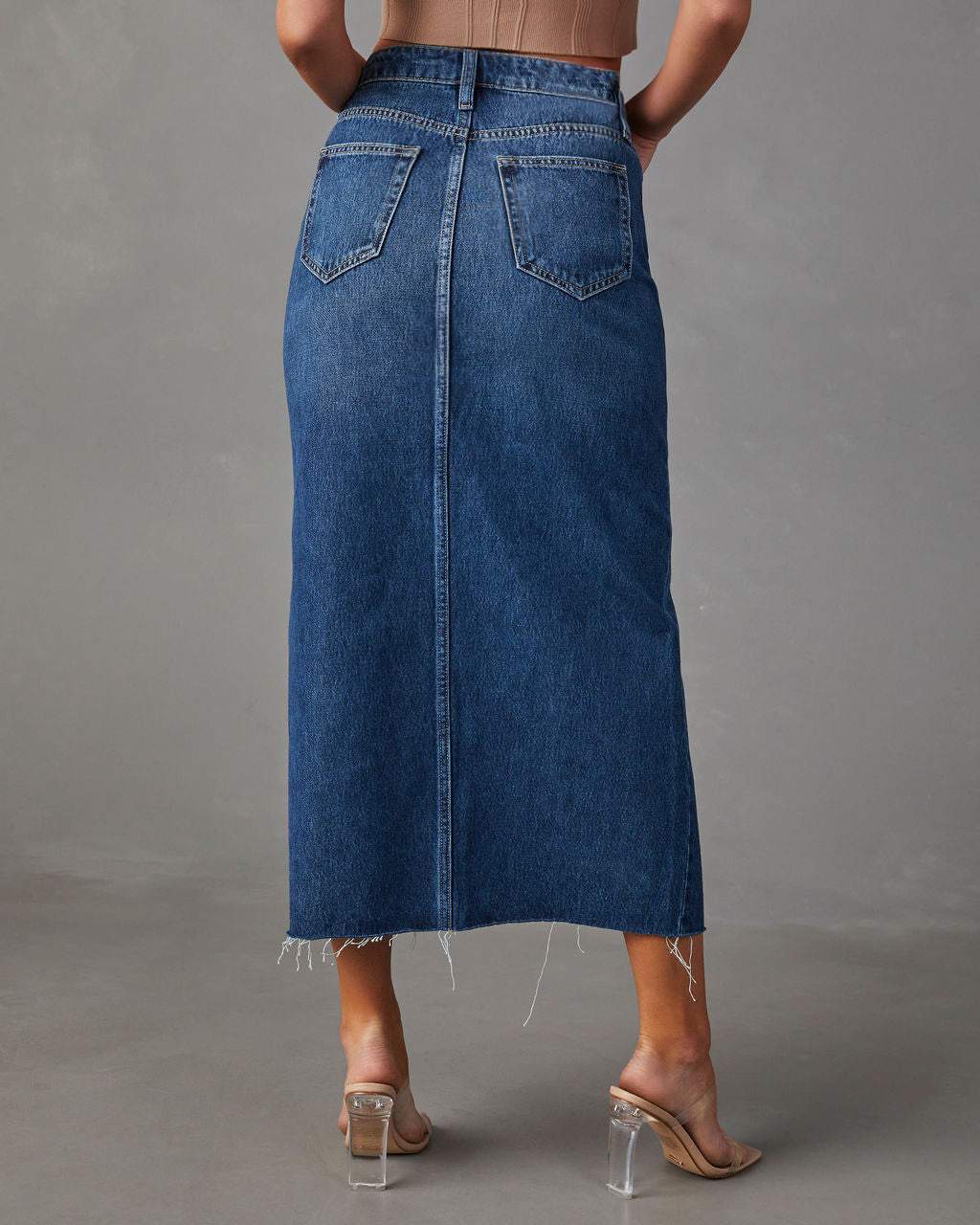 SPLIT DENIM SKIRT HIGH WAIST WASHED