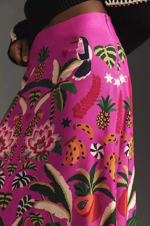 TROPICAL PLANT PRINT  SKIRT 