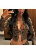 LEOPARD CROP SHIRT AND TIGHTS SET