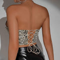 LOW CUT DIAMOND SHAPED FISHBONE SHORT LACE UP VEST 