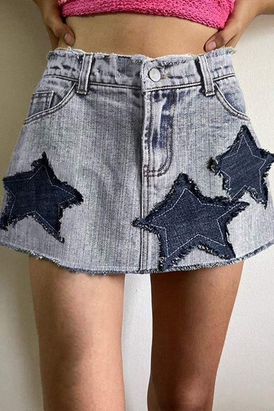 STARS DENIM MINI SKIRT