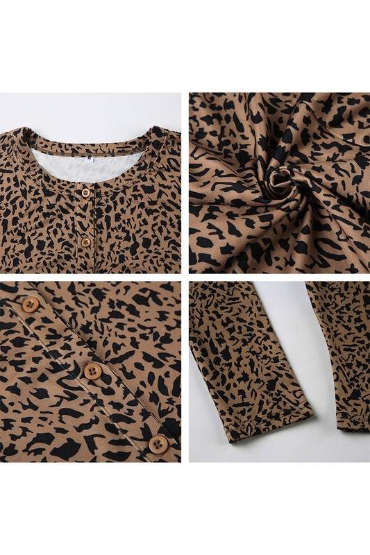 LEOPARD CROP SHIRT AND TIGHTS SET