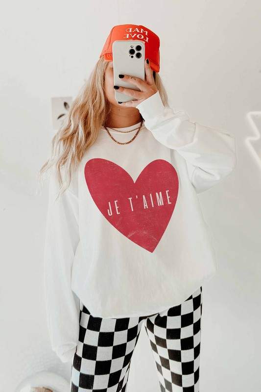 JE T AIME HEART OVERSIZED SWEATSHIRT