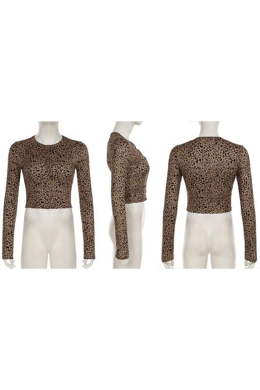 LEOPARD CROP SHIRT AND TIGHTS SET