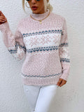  CHRISTMAS TURTLENECK HALF HIGH COLLAR SNOWFLAKE SWEATER WOMEN