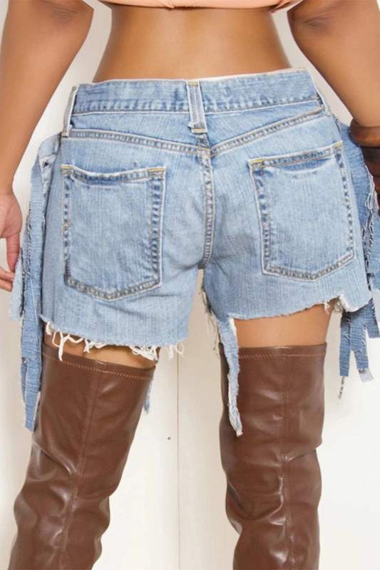 RIPPED CUTOUT DENIM SHORTS