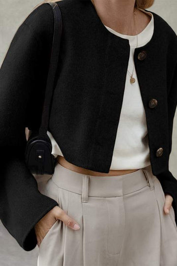 CROPPED BUTTON DOWN JACKET