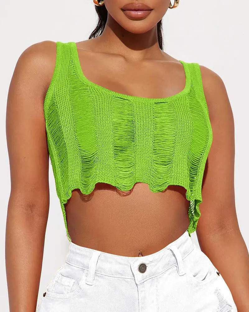 HOLLOW OUT SLEEVELESS CROP TOP