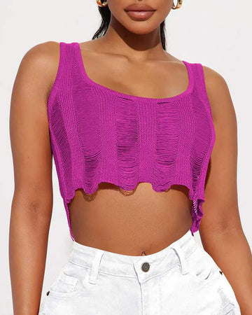 HOLLOW OUT SLEEVELESS CROP TOP