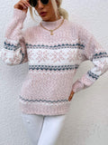  CHRISTMAS TURTLENECK HALF HIGH COLLAR SNOWFLAKE SWEATER WOMEN