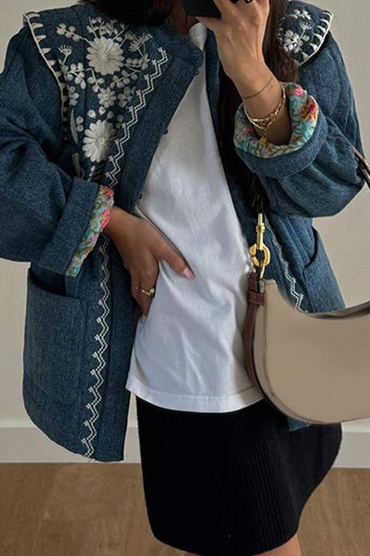 BOHO EMBROIDERED DENIM JACKET