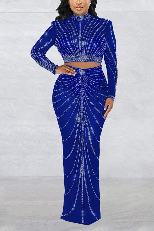 RHINESTONE MAXI SKIRT SET