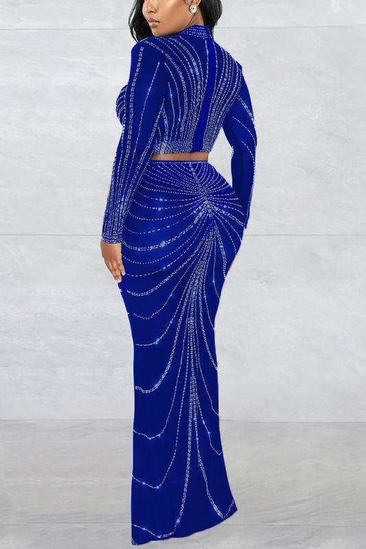 RHINESTONE MAXI SKIRT SET