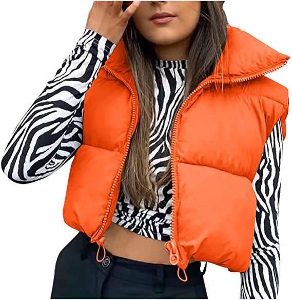 Faux Leather Chevron Puffer Vest