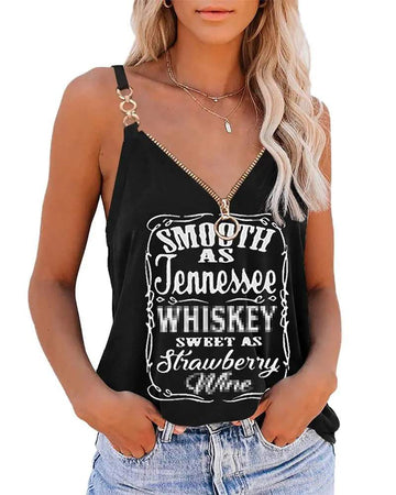 LETTER PRINT ZIPPER DESIGN TRENDY LOOSE FIT TANK TOP