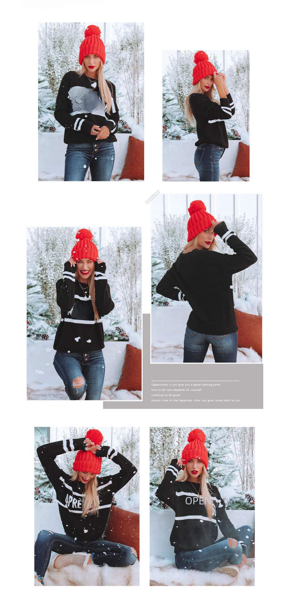 WOMEN S CREWNECK LETTER KNITWEAR PULLOVER WOMEN S SWEATER