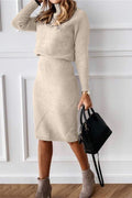 RIBBED KNIT TURTLENECK SKIRT SET