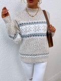  CHRISTMAS TURTLENECK HALF HIGH COLLAR SNOWFLAKE SWEATER WOMEN