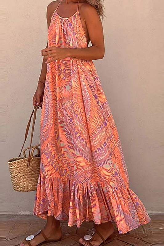 PRINT HALTER DRESS