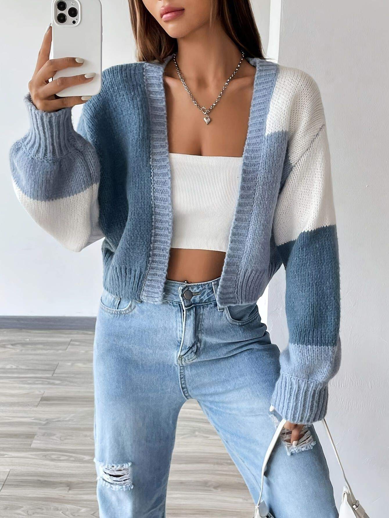 24 CARDIGAN SWEATER WOMEN S VERSATILE COLOR MATCHING CASUAL NICHE RETRO STRIPED LONG SLEEVE SWEATER COAT FOR WOMEN