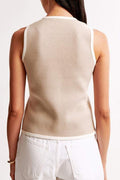 BUTTON FRONT SLEEVELESS KNIT VEST