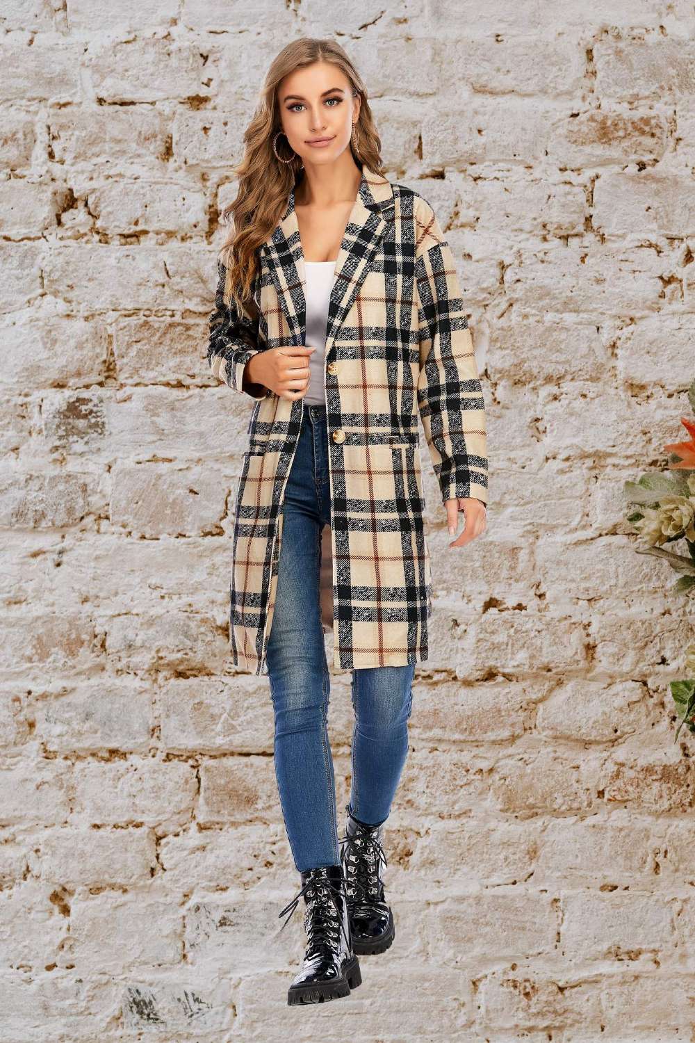 plaid woolen coat