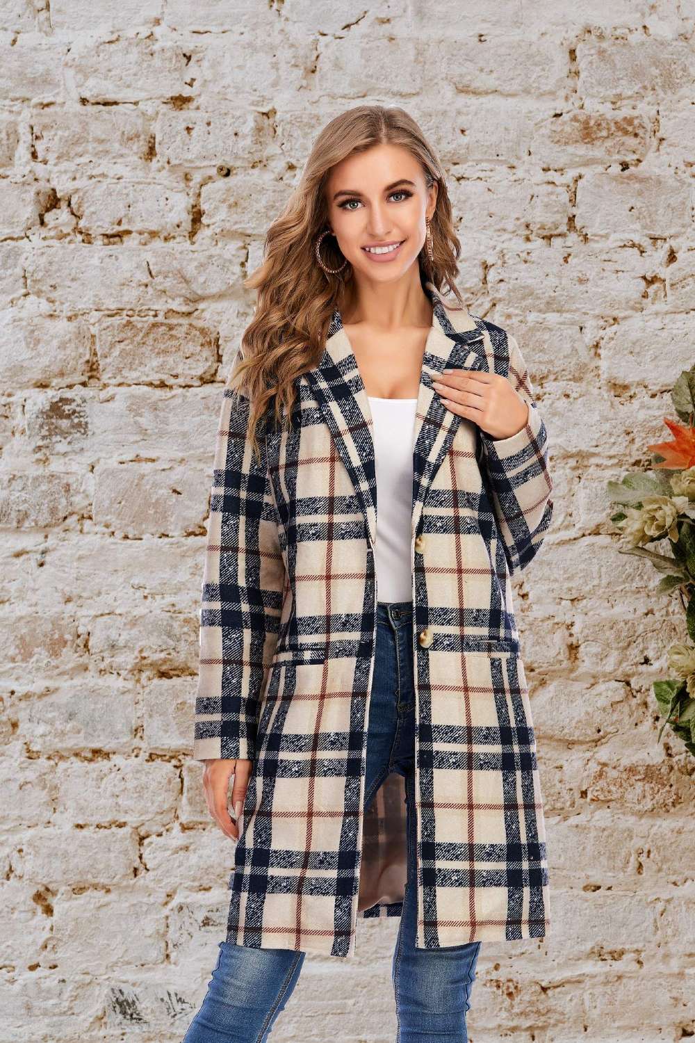 plaid woolen coat