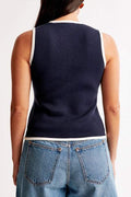 BUTTON FRONT SLEEVELESS KNIT VEST