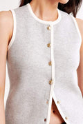 BUTTON FRONT SLEEVELESS KNIT VEST