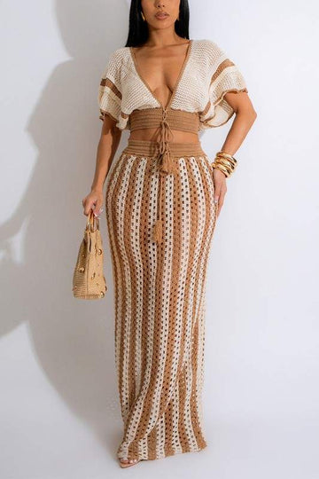 CROCHET TOP AND MAXI SKIRT SET