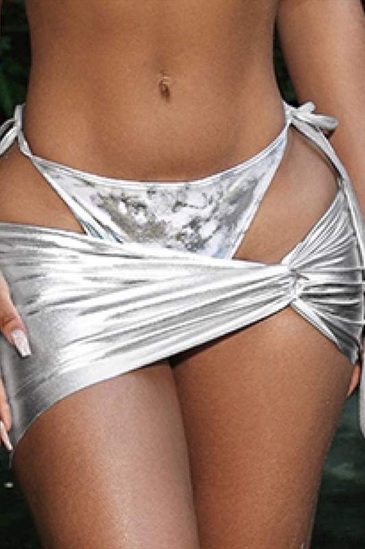 METALLIC MINI SKIRT SET