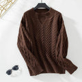 SWEATER KNITTED TWIST V NECK LOOSE CASUAL KNITTED SWEATER FOR WOMEN