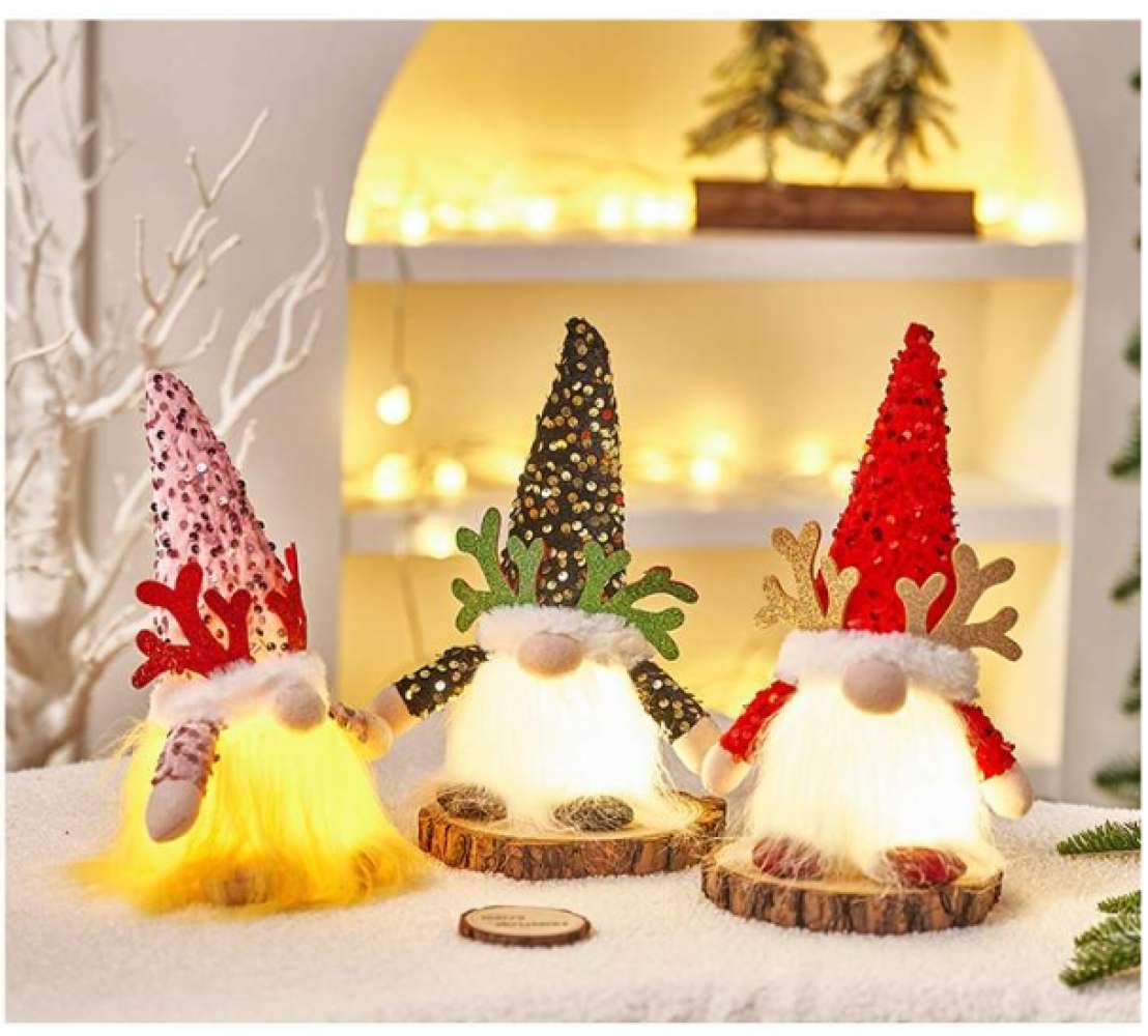 CROSS BORDER CHRISTMAS DECORATIONS LUMINOUS GNOME DOLL CHRISTMAS RUDOLPH DOLL SANTA CLAUS DOLL ORNAMENTS