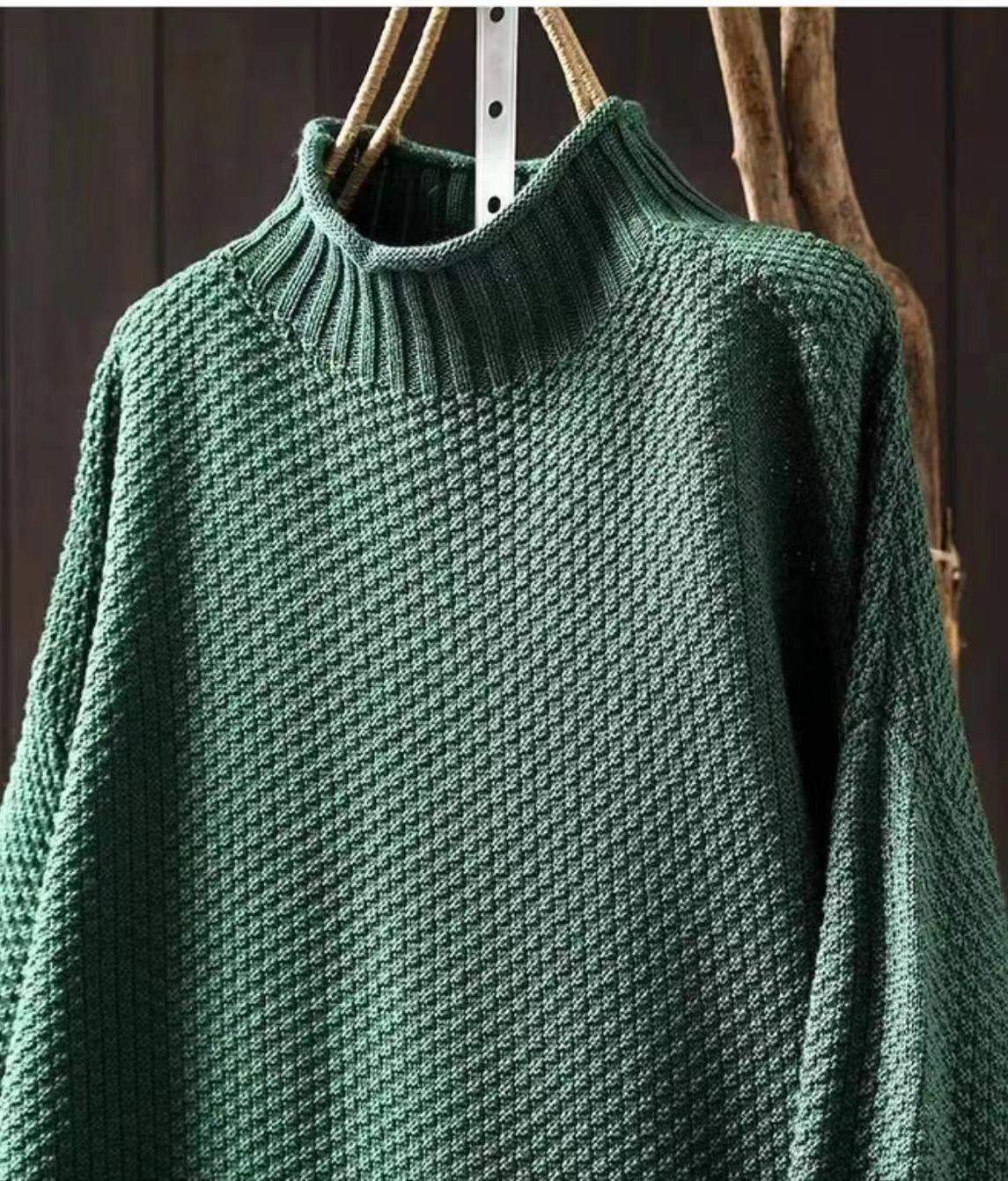 SEMI TURTLE NECK WOMEN S LOOSE LEISURE PULLOVER KNITTED