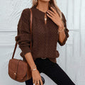 SWEATER KNITTED TWIST V NECK LOOSE CASUAL KNITTED SWEATER FOR WOMEN