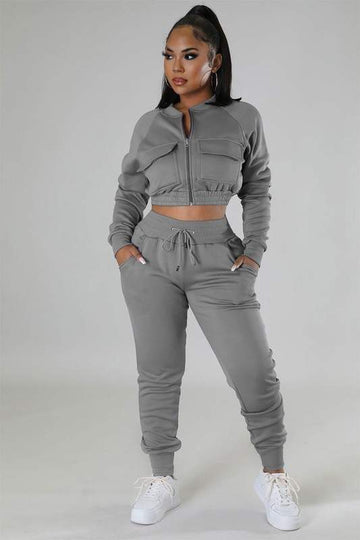 CROP JACKET TRACKSUIT SET