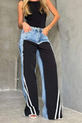 DUAL TONE SPLIT DENIM PANTS