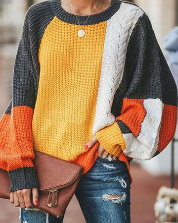 Loose Large Size Colorblock Sweater