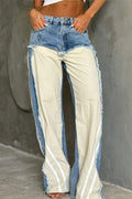 DUAL TONE SPLIT DENIM PANTS