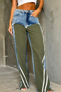 DUAL TONE SPLIT DENIM PANTS