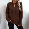 SWEATER KNITTED TWIST V NECK LOOSE CASUAL KNITTED SWEATER FOR WOMEN