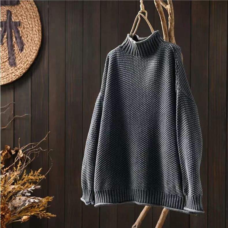 SEMI TURTLE NECK WOMEN S LOOSE LEISURE PULLOVER KNITTED