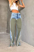 DUAL TONE SPLIT DENIM PANTS